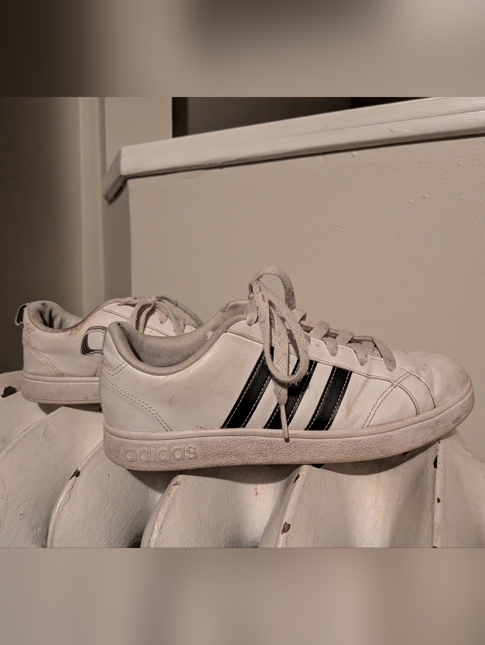 adidas White Sneakers with Black Three-Stripes